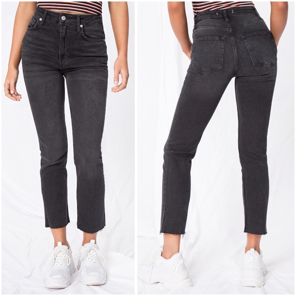 Free People High-Rise Slim Straight Raw Hem Jeans